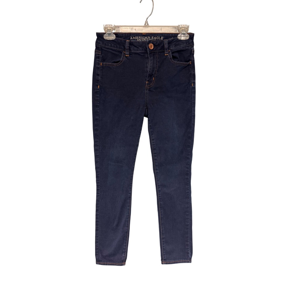 American Eagle Hi-Rise Jegging Crop Dark Wash Super Super Stretch Jeans 4 Long